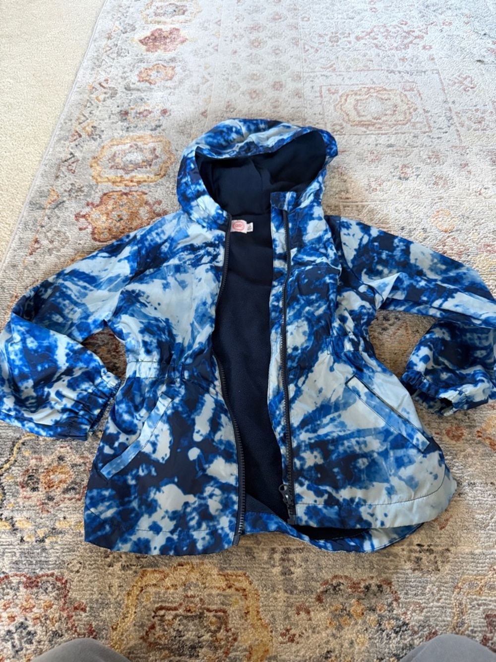Wonder Nation Blue and White Tie-Dye Hooded Jacket